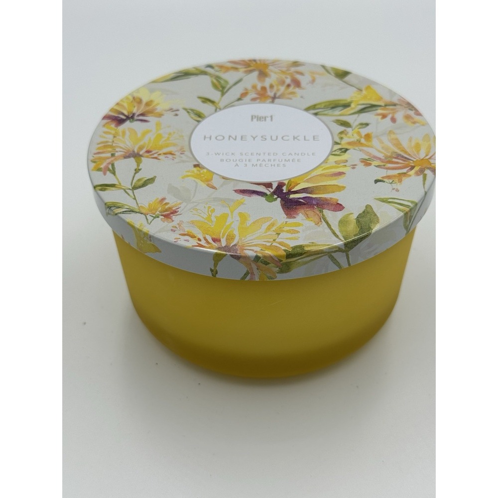 Pier One Imports 3 Wick Candle  Honeysuckle Rare Discontinued‎ Scent New 14oz